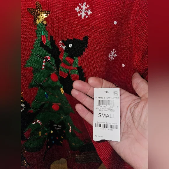 Karen Scott Christmas Cats Sweater Size Small NEW - Picture 4 of 5